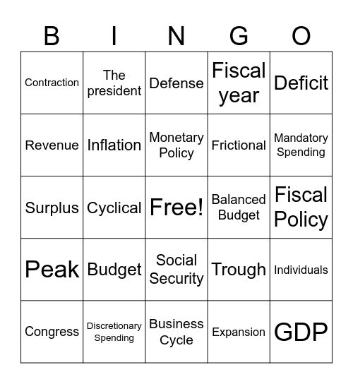 Debt Bingo Card