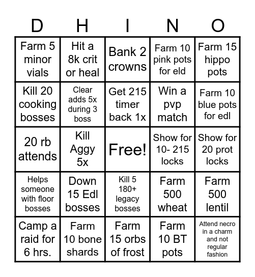 Ch bingo Card