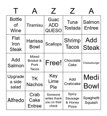 BINGO Starts at 5:30! Write down table number! Bingo Card