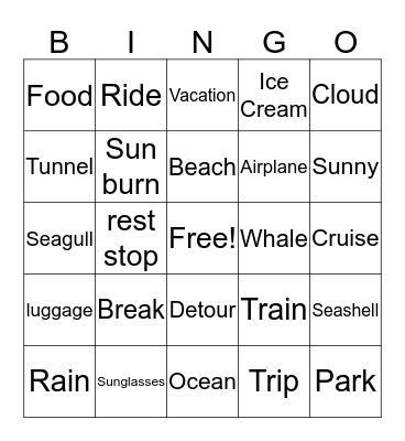 Stop and Go Bingo Card