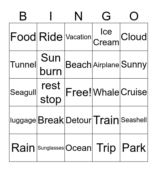 Stop and Go Bingo Card