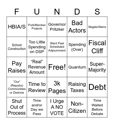 FY 25 Budget Bingo Card