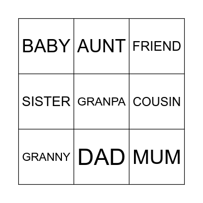 FAMILY Bingo Card