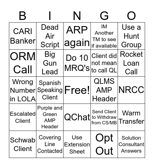 Ambassador Bingo Card