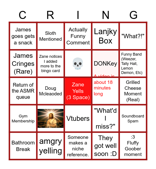 Cringo Bingo Card