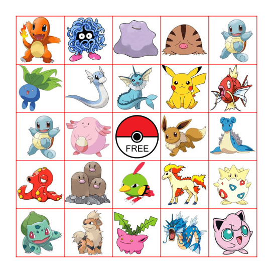 POKEMON BINGO Card
