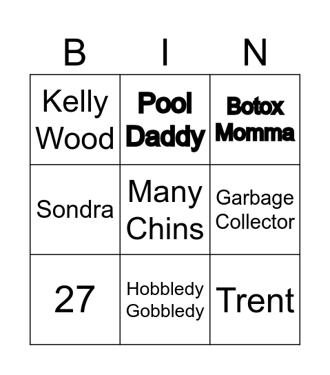 Katherine Celeb Watch Bingo Card