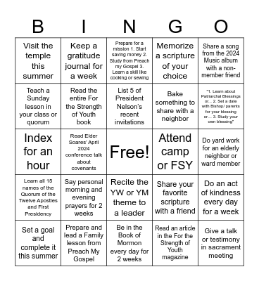 Summer 2024 Bingo Card