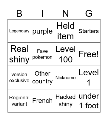 Surprise Trade Bingo Card