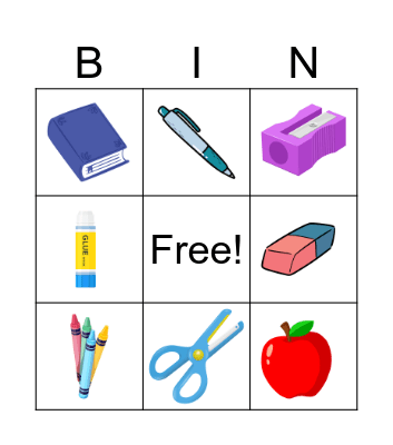 School Supplies Bingo Card