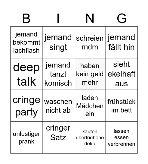 Jungs WG Bingo Card