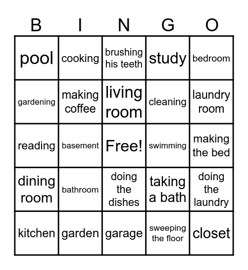 Boost Up 2: Unit 7 - At Home Bingo Card