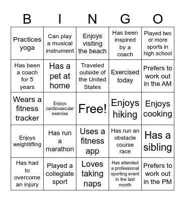 Premier Athletic Performance BINGO! Bingo Card
