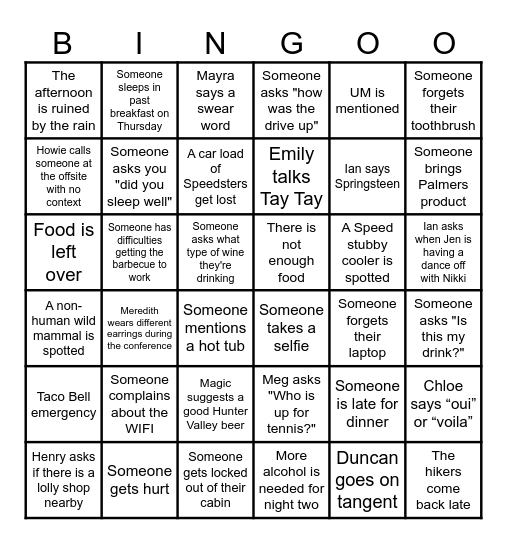 SPEEDfest 2024 Bingo Card