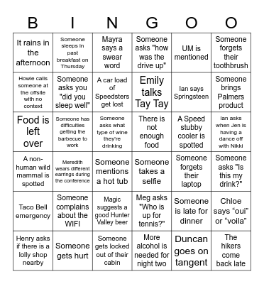 SPEEDfest 2024 BINGO Card