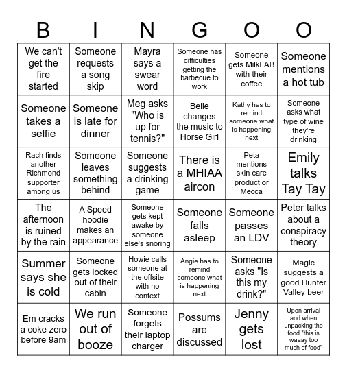 SPEEDfest 2024 BINGO Card