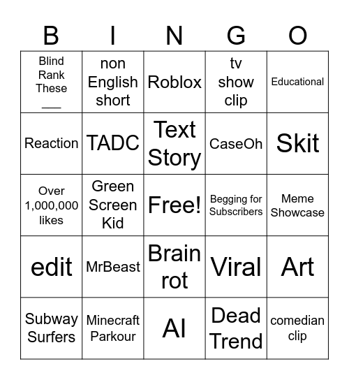Untitled Bingo Card
