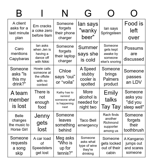 SPEEDfest 2024 BINGO Card