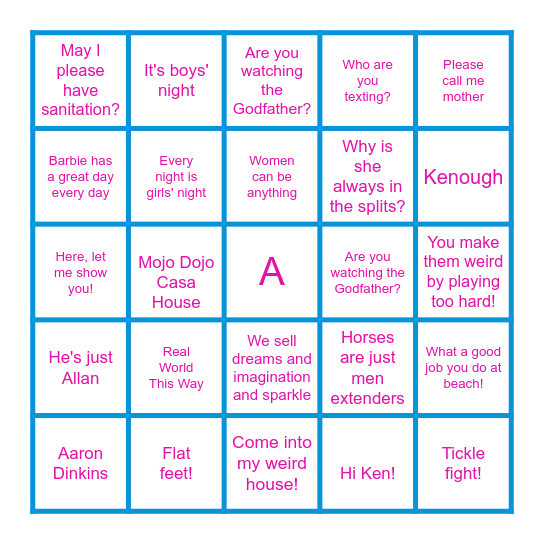 Barbie Movie Bingo! Bingo Card