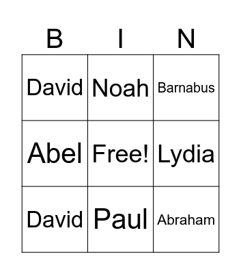 People Who Trusted God Bingo Card