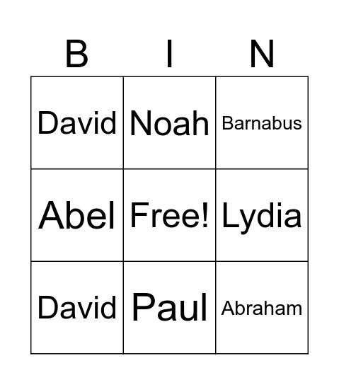 People Who Trusted God Bingo Card