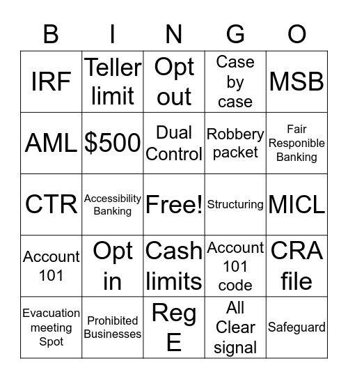 RQA Bingo Card