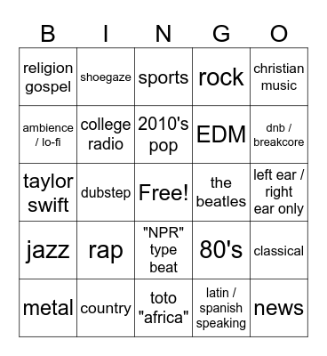 TartTizzle's radio.garden Bingo Card Bingo Card