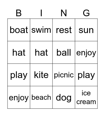 At the Beach Bingo Card