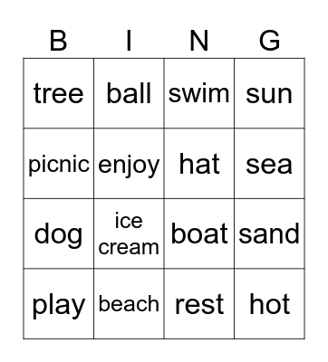 At the Beach Bingo Card