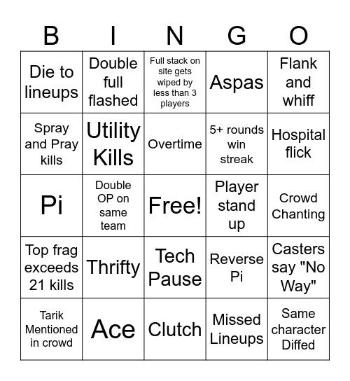 VCT Bingo Card