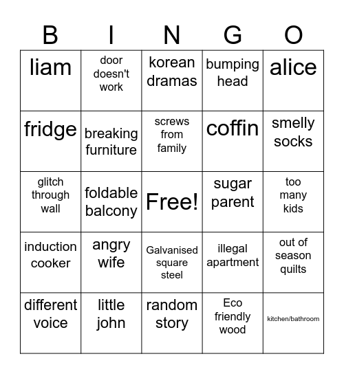 Home Design Bingo Card