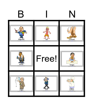 emotions Bingo Card