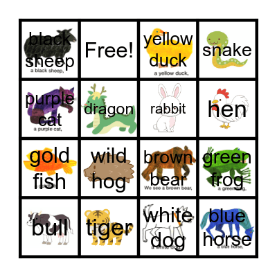 Animal　 Bingo Card