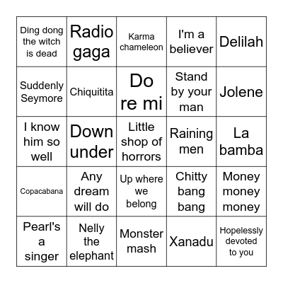 Minnellis Bingo Card
