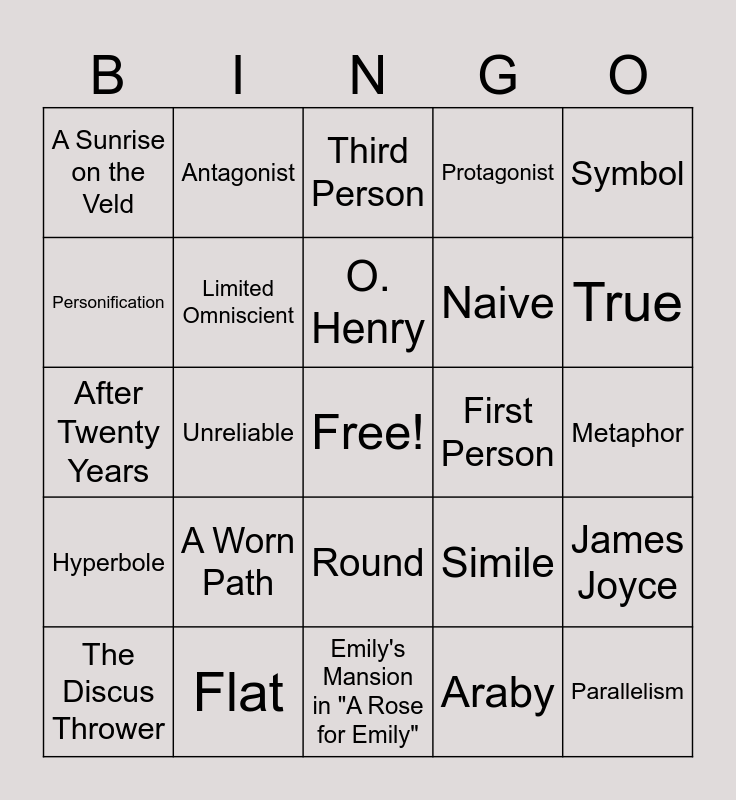 Week 15 Final Exam Review Bingo Card