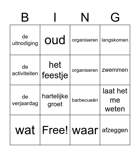 3TL-F1 stap 4.1: Woordbingo Card