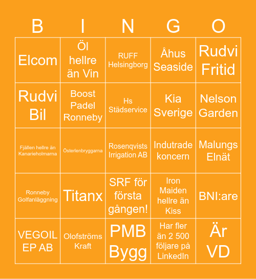 Enkla Mingelbingo Card