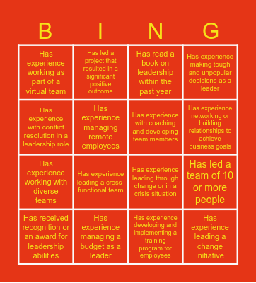 Human Bingo Card