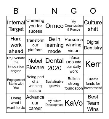 Dental 2020 Bingo Card