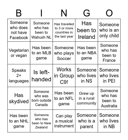 C9 DEI BINGO Card