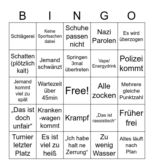 Bundesjugendspiele Bingo Card