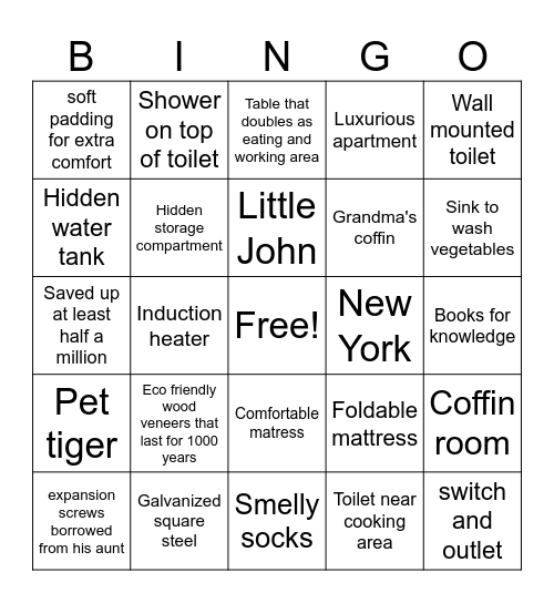 Home Renovation videos bingo Card