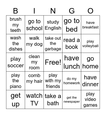 Daily Life　一日の生活 Bingo Card