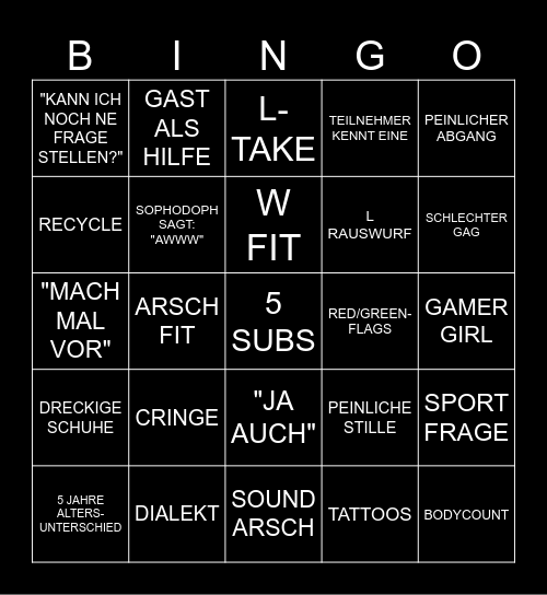 Sophodoph girls blinddaten Bingo Card