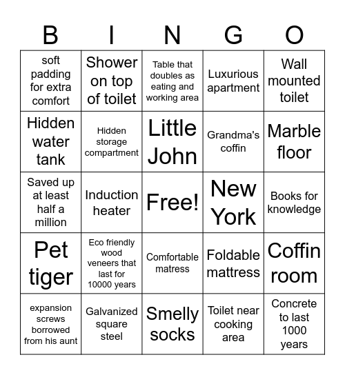 Home Renovation videos bingo Card