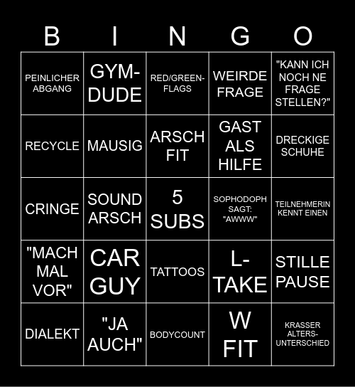 SOPHODOPH BOYS BLINDDATEN Bingo Card