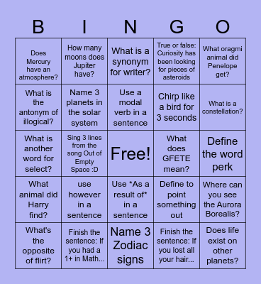 Teen Choices Unit 3 Bingo Card
