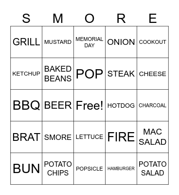 COOKOUT Bingo Card