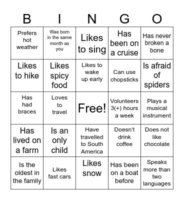 Find some in BSSB who..... Bingo Card