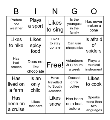 Find some in BSSB who..... Bingo Card